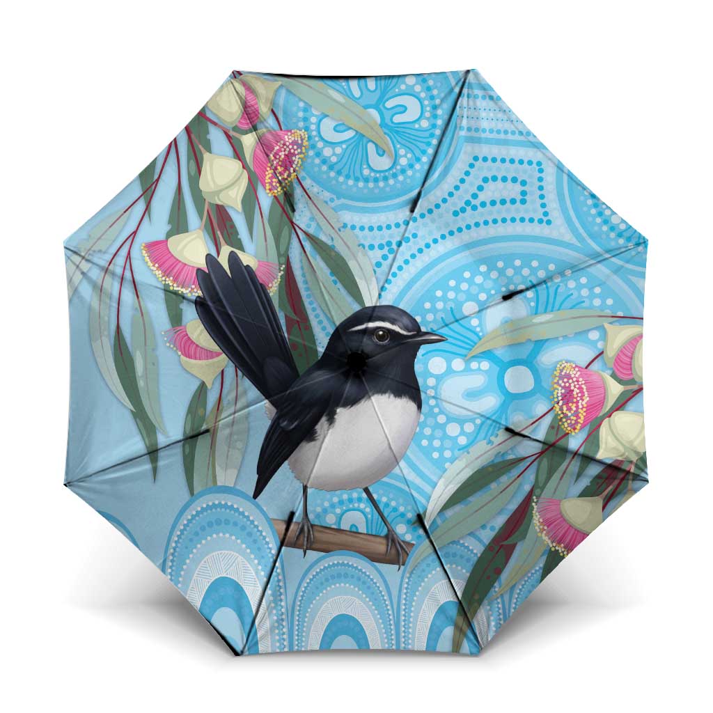 Willie wagtail Australia Umbrella Eucalyptus Blossoms Aboriginal Art - Aussie Hoodie