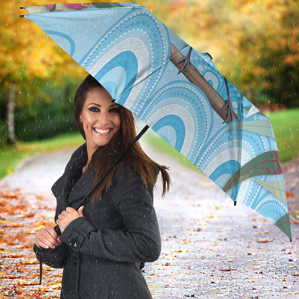 Willie wagtail Australia Umbrella Eucalyptus Blossoms Aboriginal Art - Aussie Hoodie