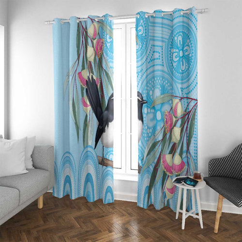 Willie wagtail Australia Window Curtain Eucalyptus Blossoms Aboriginal Art - Aussie Hoodie