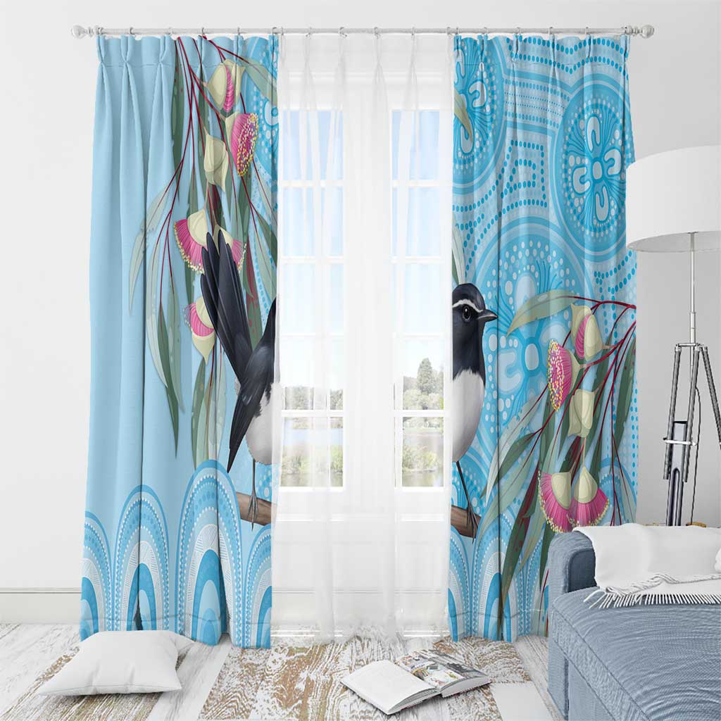 Willie wagtail Australia Window Curtain Eucalyptus Blossoms Aboriginal Art - Aussie Hoodie