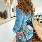 Willie wagtail Australia Women Casual Shirt Eucalyptus Blossoms Aboriginal Art - Aussie Hoodie