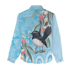 Willie wagtail Australia Women Casual Shirt Eucalyptus Blossoms Aboriginal Art - Aussie Hoodie