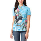 Willie wagtail Australia Women Polo Shirt Eucalyptus Blossoms Aboriginal Art - Aussie Hoodie