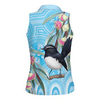 Willie wagtail Australia Women Sleeveless Polo Shirt Eucalyptus Blossoms Aboriginal Art - Aussie Hoodie
