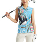 Willie wagtail Australia Women Sleeveless Polo Shirt Eucalyptus Blossoms Aboriginal Art - Aussie Hoodie