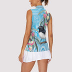 Willie wagtail Australia Women Sleeveless Polo Shirt Eucalyptus Blossoms Aboriginal Art - Aussie Hoodie