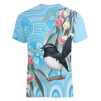 Willie wagtail Australia Women V-Neck T-Shirt Eucalyptus Blossoms Aboriginal Art - Aussie Hoodie