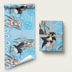 Willie wagtail Australia Wrapping Paper Eucalyptus Blossoms Aboriginal Art - Aussie Hoodie