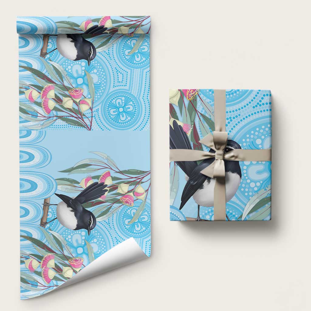 Willie wagtail Australia Wrapping Paper Eucalyptus Blossoms Aboriginal Art - Aussie Hoodie