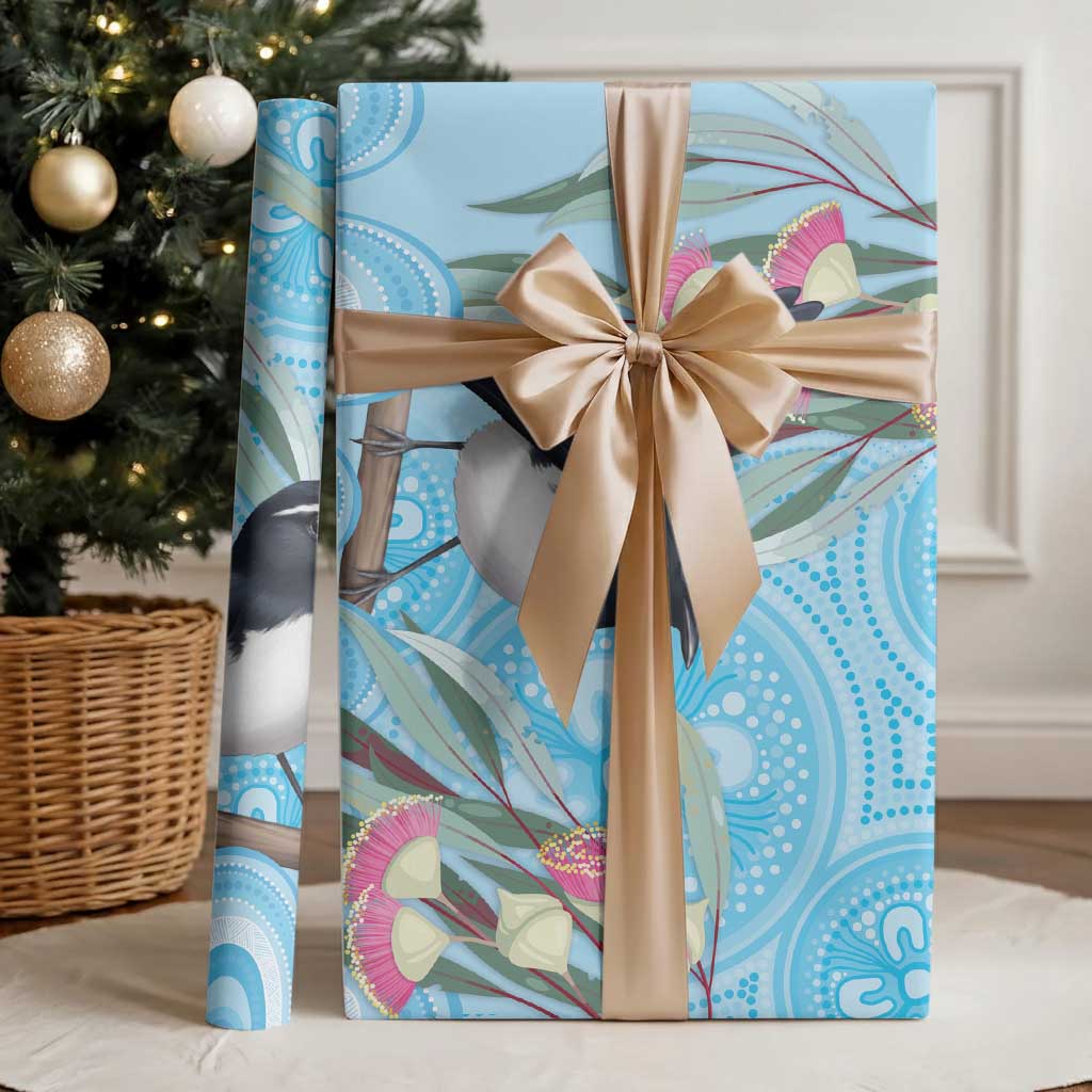Willie wagtail Australia Wrapping Paper Eucalyptus Blossoms Aboriginal Art - Aussie Hoodie
