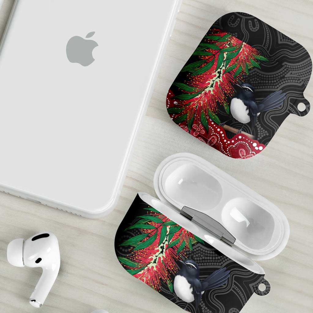 Willie wagtail Australia AirPods Case Aussie Bottlebrushes Aboriginal Art - Aussie Hoodie