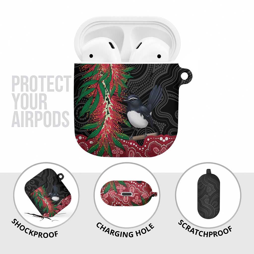 Willie wagtail Australia AirPods Case Aussie Bottlebrushes Aboriginal Art - Aussie Hoodie