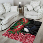 Willie wagtail Australia Area Rug Aussie Bottlebrushes Aboriginal Art - Aussie Hoodie