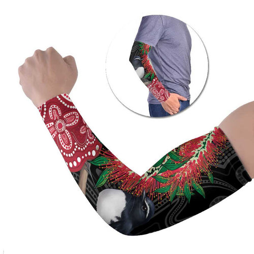 Willie wagtail Australia Arm Sleeves Aussie Bottlebrushes Aboriginal Art - Aussie Hoodie