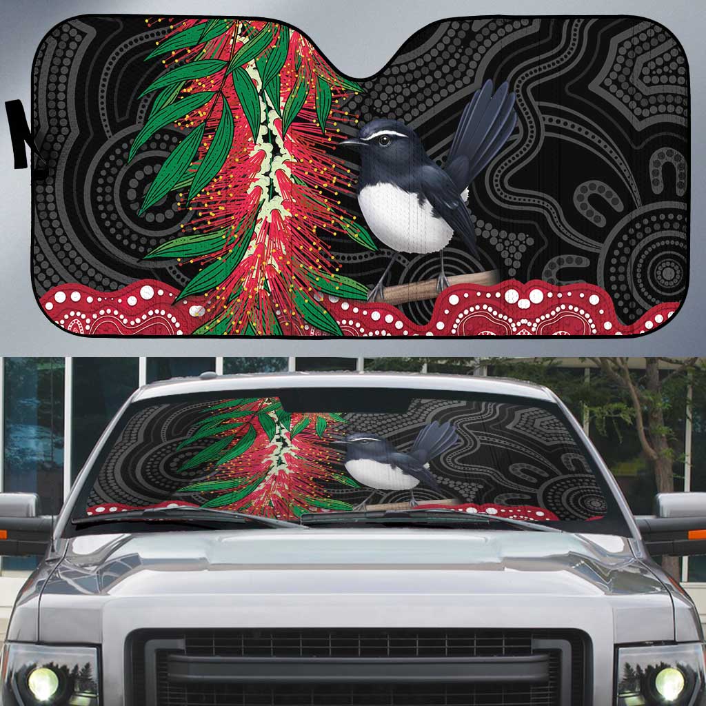 Willie wagtail Australia Auto Sun Shade Aussie Bottlebrushes Aboriginal Art - Aussie Hoodie