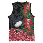 Willie wagtail Australia Basketball Jersey Aussie Bottlebrushes Aboriginal Art - Aussie Hoodie