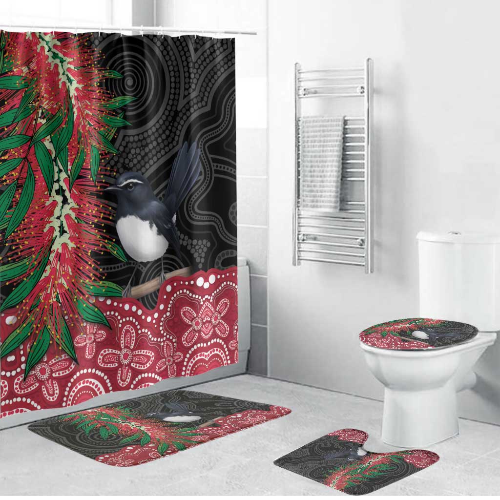 Willie wagtail Australia Bathroom Set Aussie Bottlebrushes Aboriginal Art - Aussie Hoodie