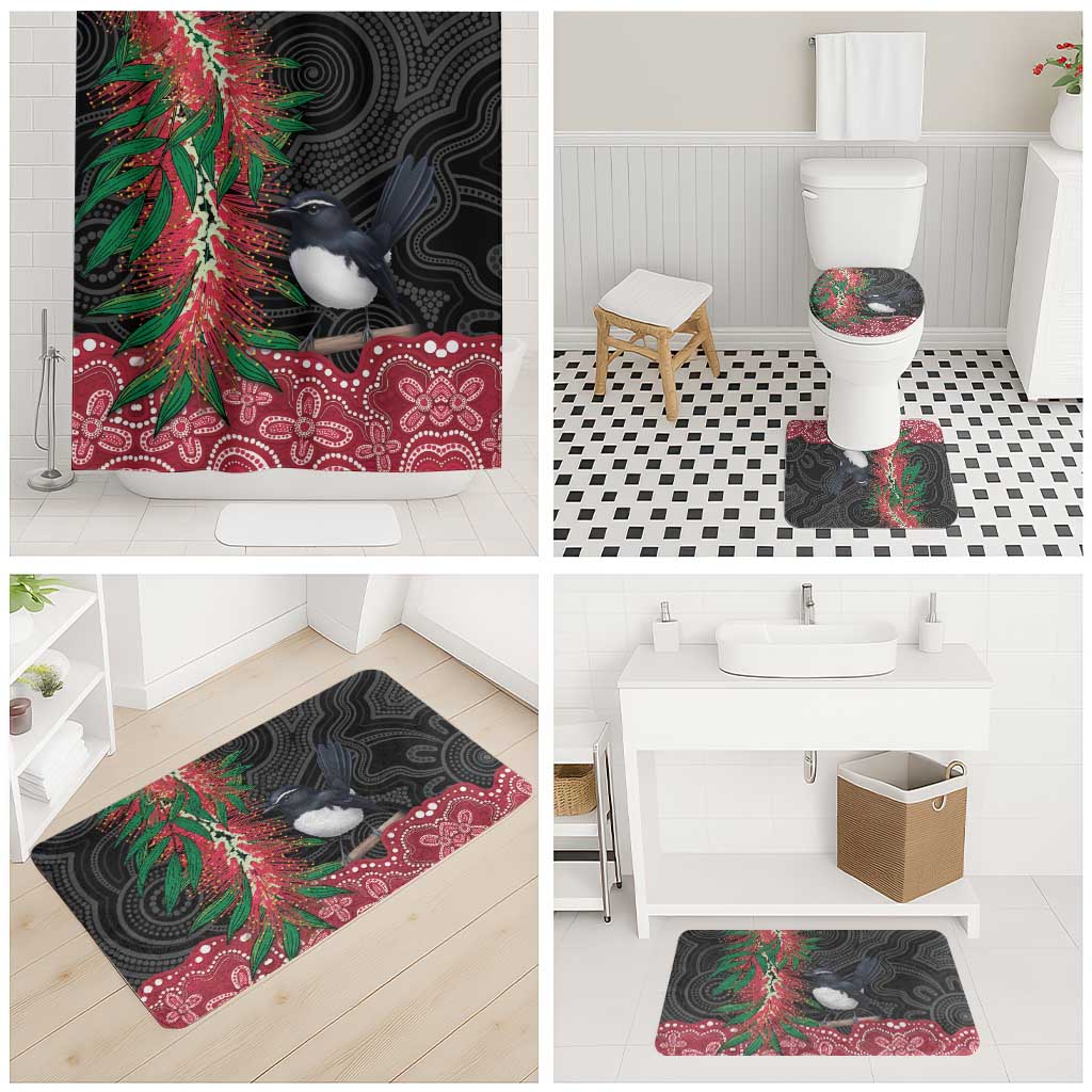 Willie wagtail Australia Bathroom Set Aussie Bottlebrushes Aboriginal Art - Aussie Hoodie