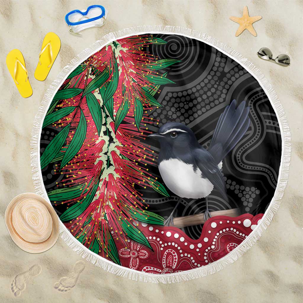 Willie wagtail Australia Beach Blanket Aussie Bottlebrushes Aboriginal Art - Aussie Hoodie