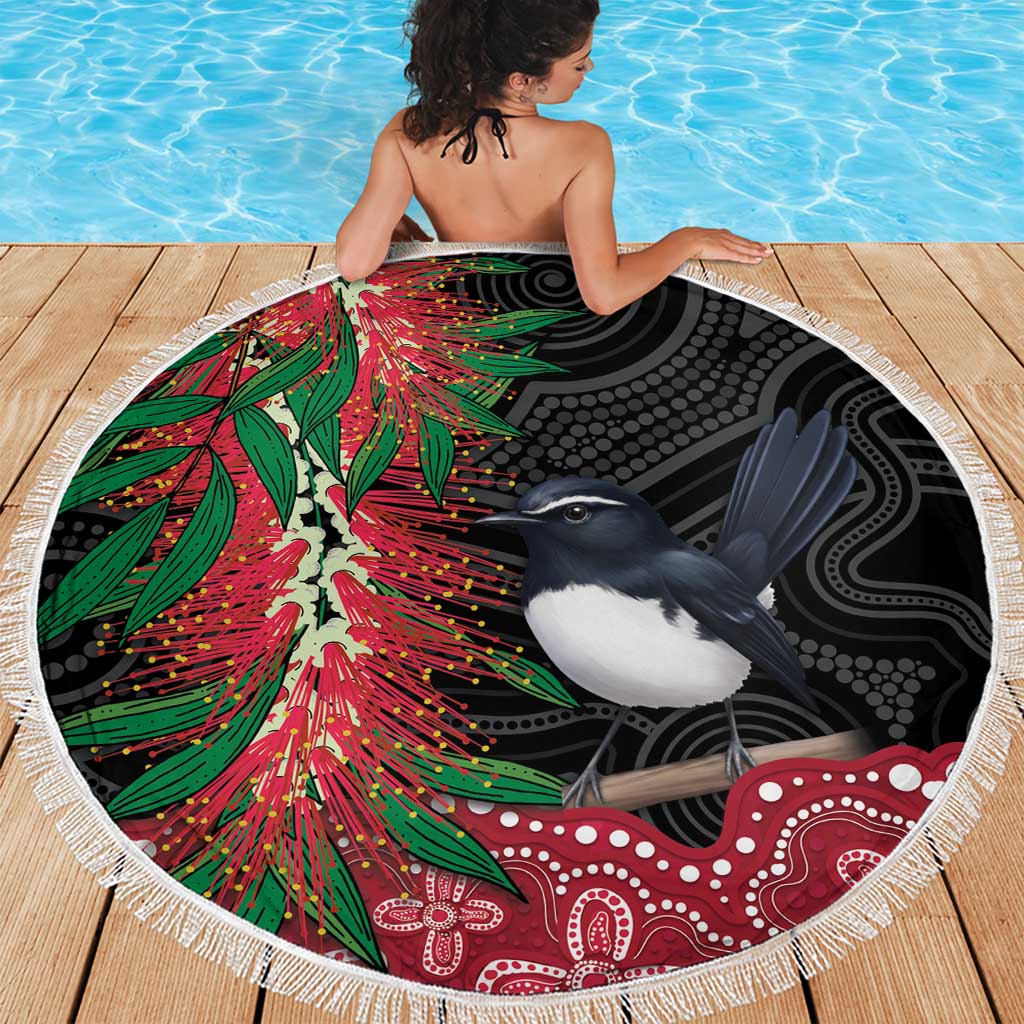 Willie wagtail Australia Beach Blanket Aussie Bottlebrushes Aboriginal Art - Aussie Hoodie