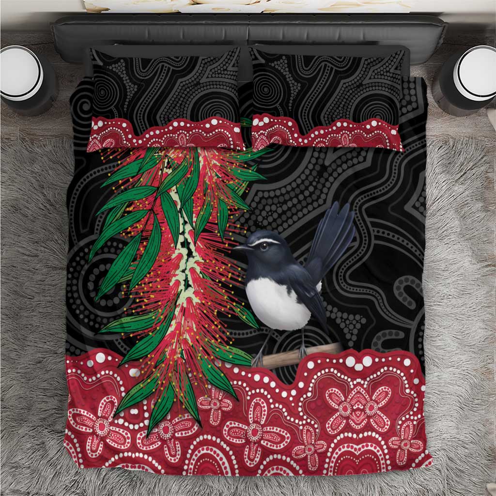 Willie wagtail Australia Bedding Set Aussie Bottlebrushes Aboriginal Art - Aussie Hoodie