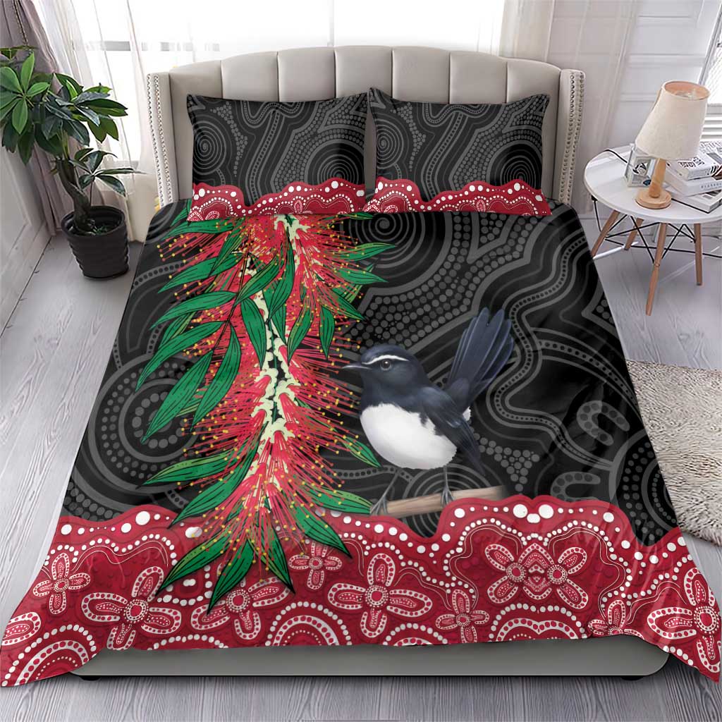 Willie wagtail Australia Bedding Set Aussie Bottlebrushes Aboriginal Art - Aussie Hoodie