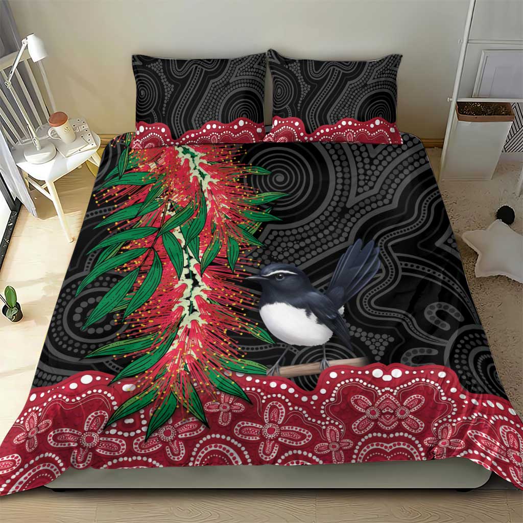 Willie wagtail Australia Bedding Set Aussie Bottlebrushes Aboriginal Art - Aussie Hoodie
