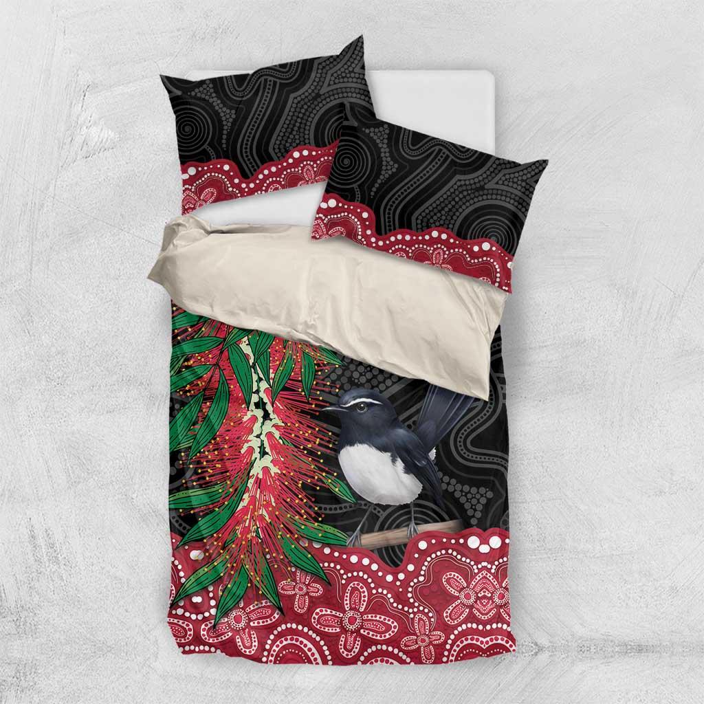 Willie wagtail Australia Bedding Set Aussie Bottlebrushes Aboriginal Art - Aussie Hoodie