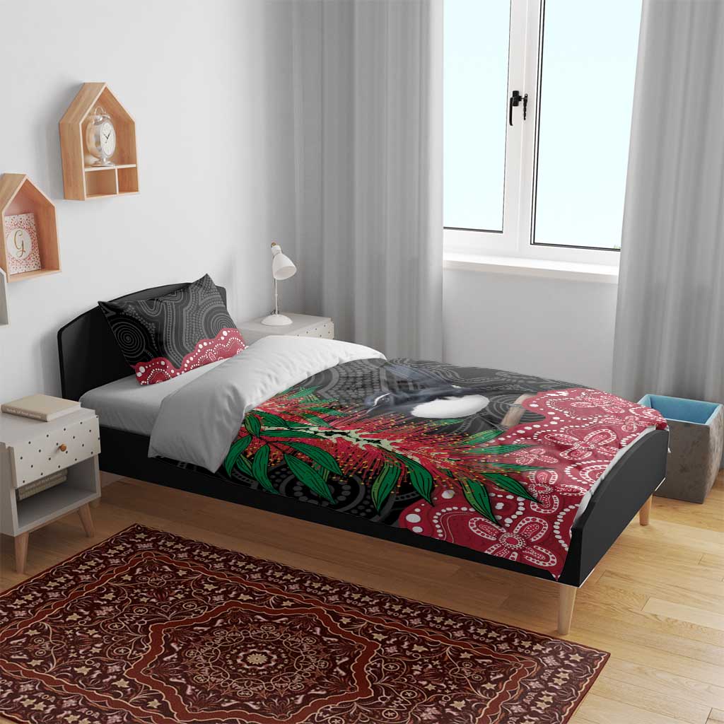 Willie wagtail Australia Bedding Set Aussie Bottlebrushes Aboriginal Art - Aussie Hoodie