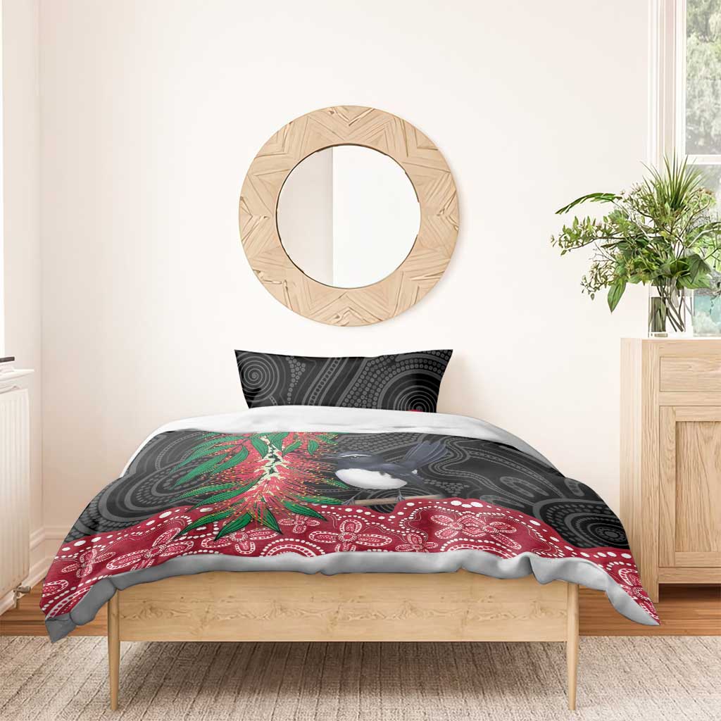 Willie wagtail Australia Bedding Set Aussie Bottlebrushes Aboriginal Art - Aussie Hoodie