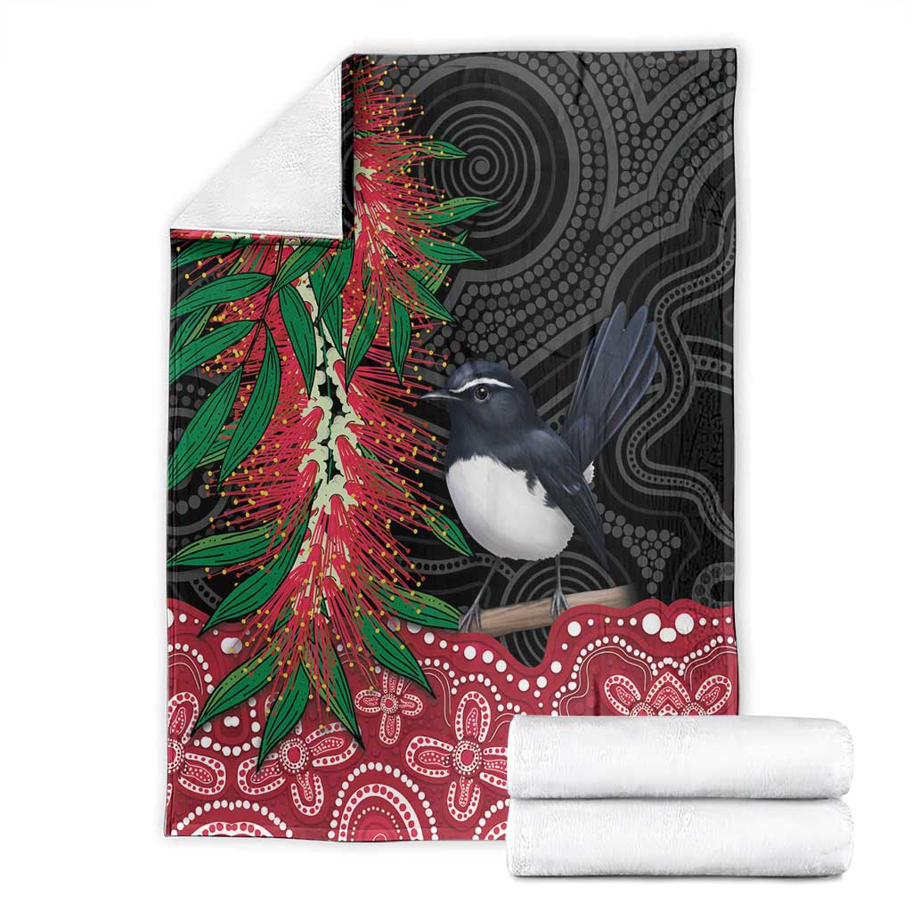 Willie wagtail Australia Blanket Aussie Bottlebrushes Aboriginal Art - Aussie Hoodie