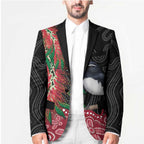 Willie wagtail Australia Blazer Aussie Bottlebrushes Aboriginal Art - Aussie Hoodie