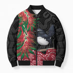 Willie wagtail Australia Bomber Puffer Jacket Aussie Bottlebrushes Aboriginal Art - Aussie Hoodie