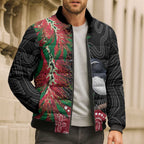 Willie wagtail Australia Bomber Puffer Jacket Aussie Bottlebrushes Aboriginal Art - Aussie Hoodie