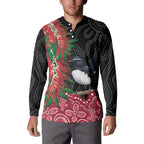 Willie wagtail Australia Button Sweatshirt Aussie Bottlebrushes Aboriginal Art - Aussie Hoodie