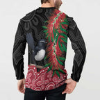 Willie wagtail Australia Button Sweatshirt Aussie Bottlebrushes Aboriginal Art - Aussie Hoodie