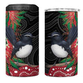 Willie wagtail Australia 4 in 1 Can Cooler Tumbler Aussie Bottlebrushes Aboriginal Art - Aussie Hoodie