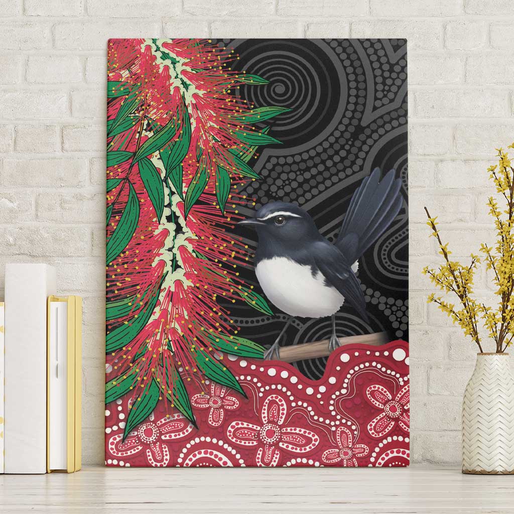 Willie wagtail Australia Canvas Wall Art Aussie Bottlebrushes Aboriginal Art - Aussie Hoodie