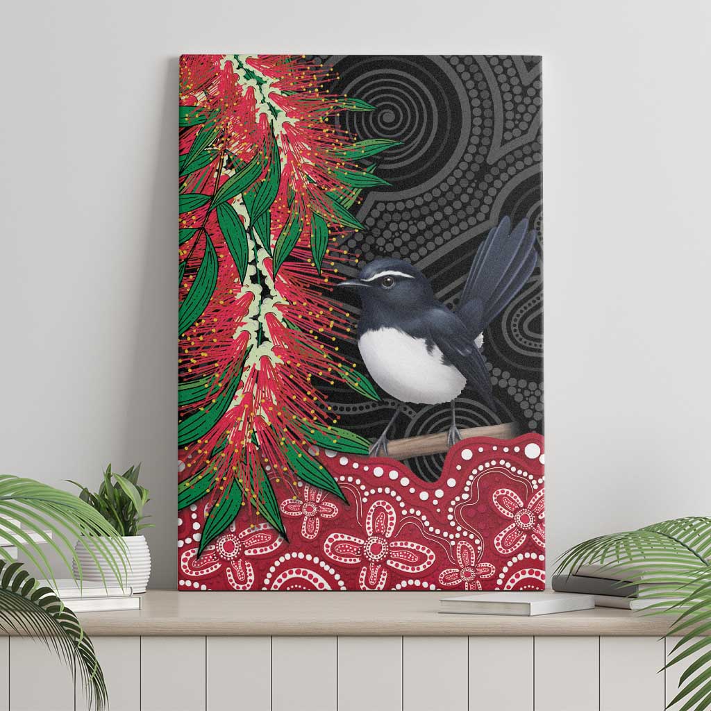 Willie wagtail Australia Canvas Wall Art Aussie Bottlebrushes Aboriginal Art - Aussie Hoodie
