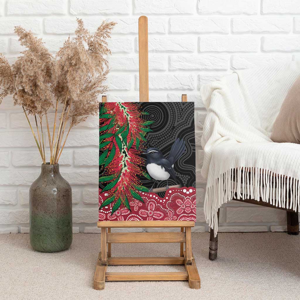 Willie wagtail Australia Canvas Wall Art Aussie Bottlebrushes Aboriginal Art - Aussie Hoodie
