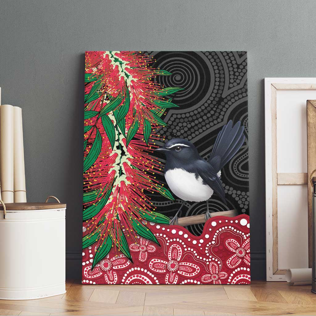 Willie wagtail Australia Canvas Wall Art Aussie Bottlebrushes Aboriginal Art - Aussie Hoodie