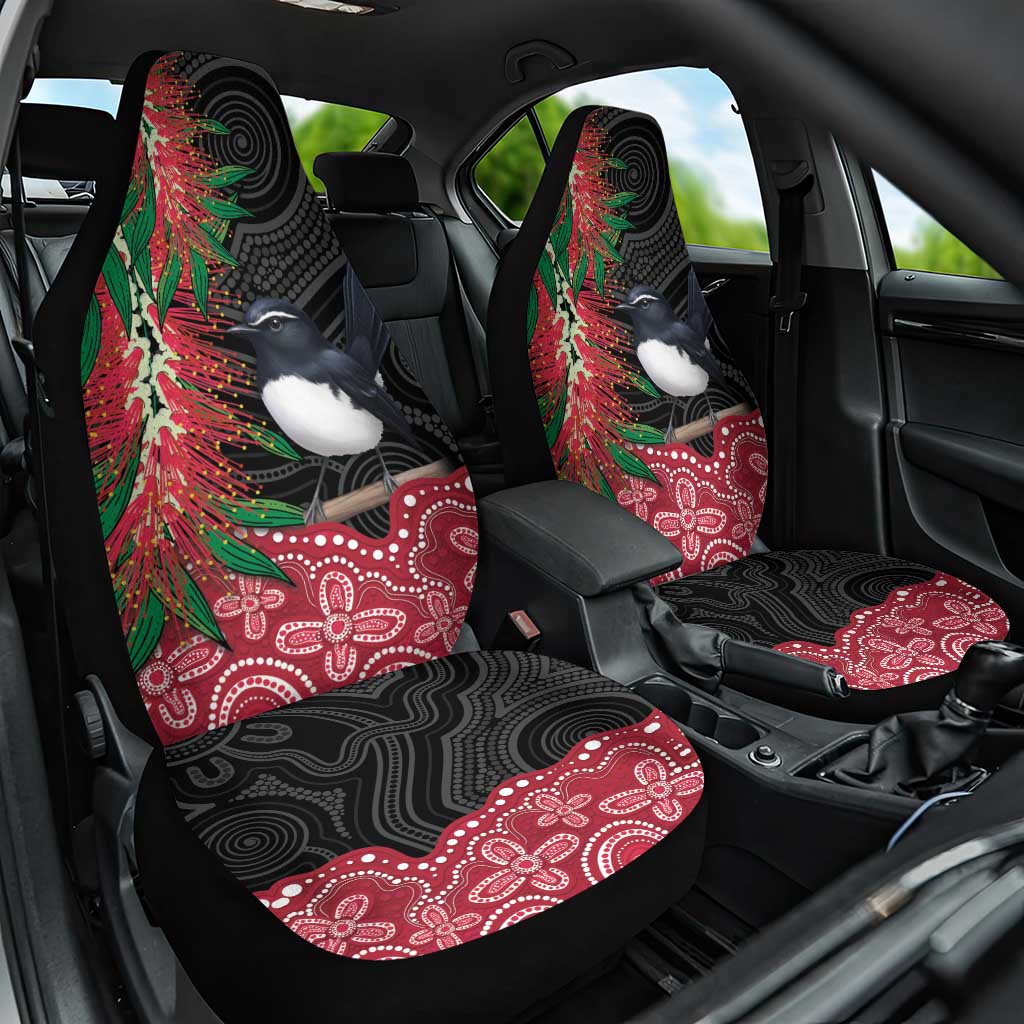 Willie wagtail Australia Car Seat Cover Aussie Bottlebrushes Aboriginal Art - Aussie Hoodie