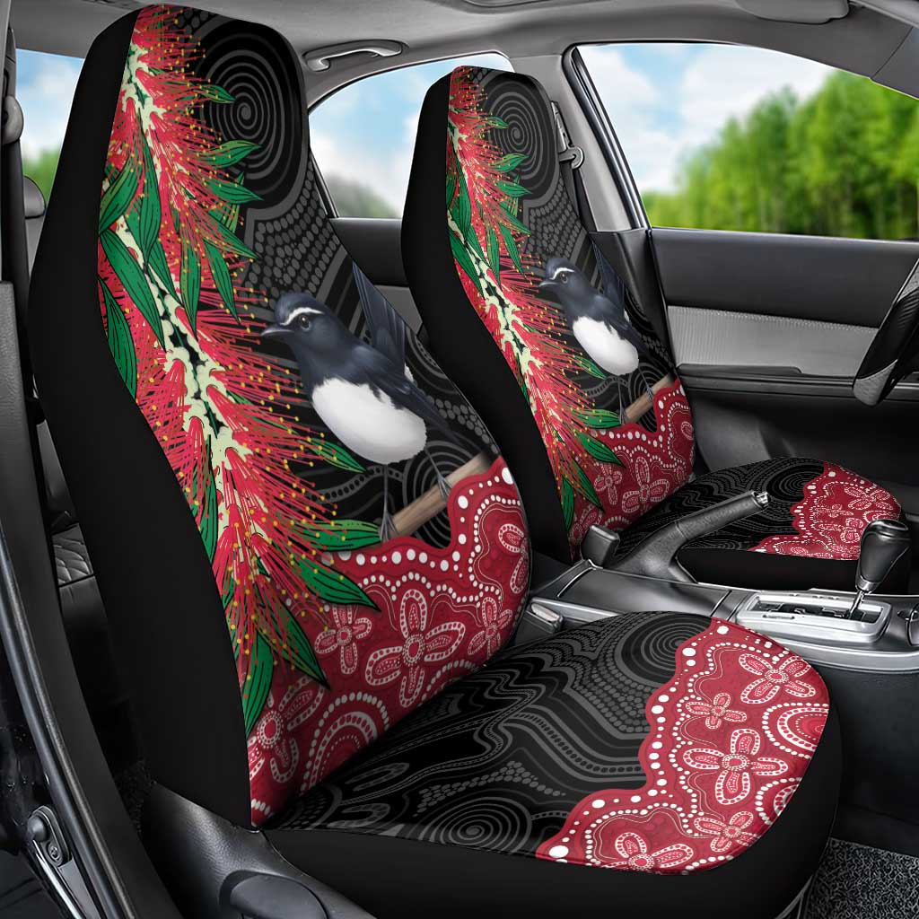 Willie wagtail Australia Car Seat Cover Aussie Bottlebrushes Aboriginal Art - Aussie Hoodie