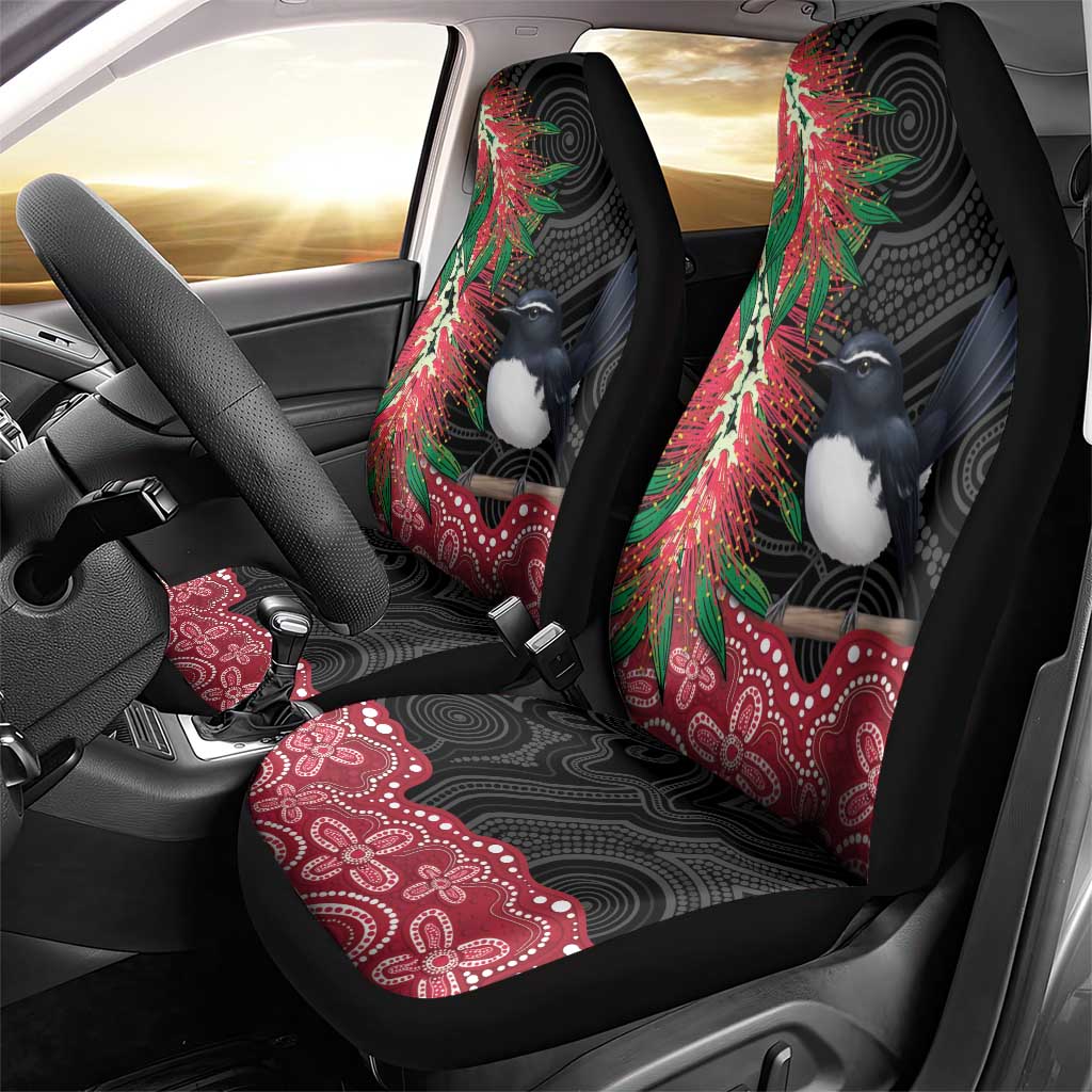 Willie wagtail Australia Car Seat Cover Aussie Bottlebrushes Aboriginal Art - Aussie Hoodie