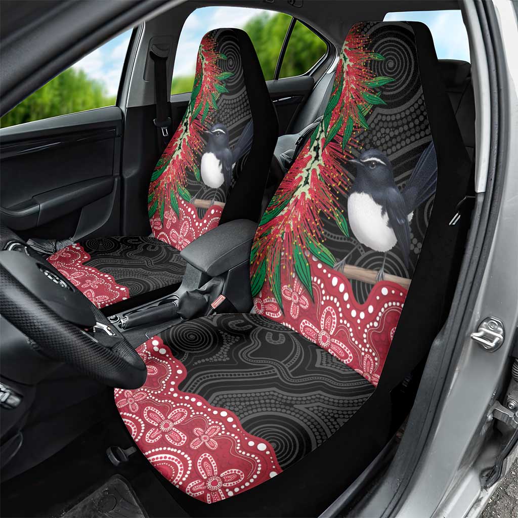 Willie wagtail Australia Car Seat Cover Aussie Bottlebrushes Aboriginal Art - Aussie Hoodie