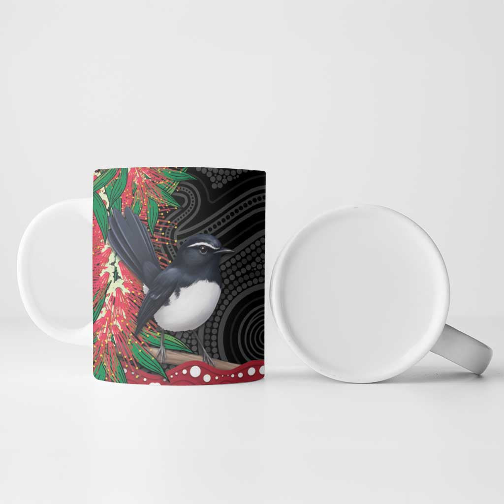 Willie wagtail Australia Ceramic Mug Aussie Bottlebrushes Aboriginal Art - Aussie Hoodie