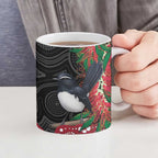 Willie wagtail Australia Ceramic Mug Aussie Bottlebrushes Aboriginal Art - Aussie Hoodie