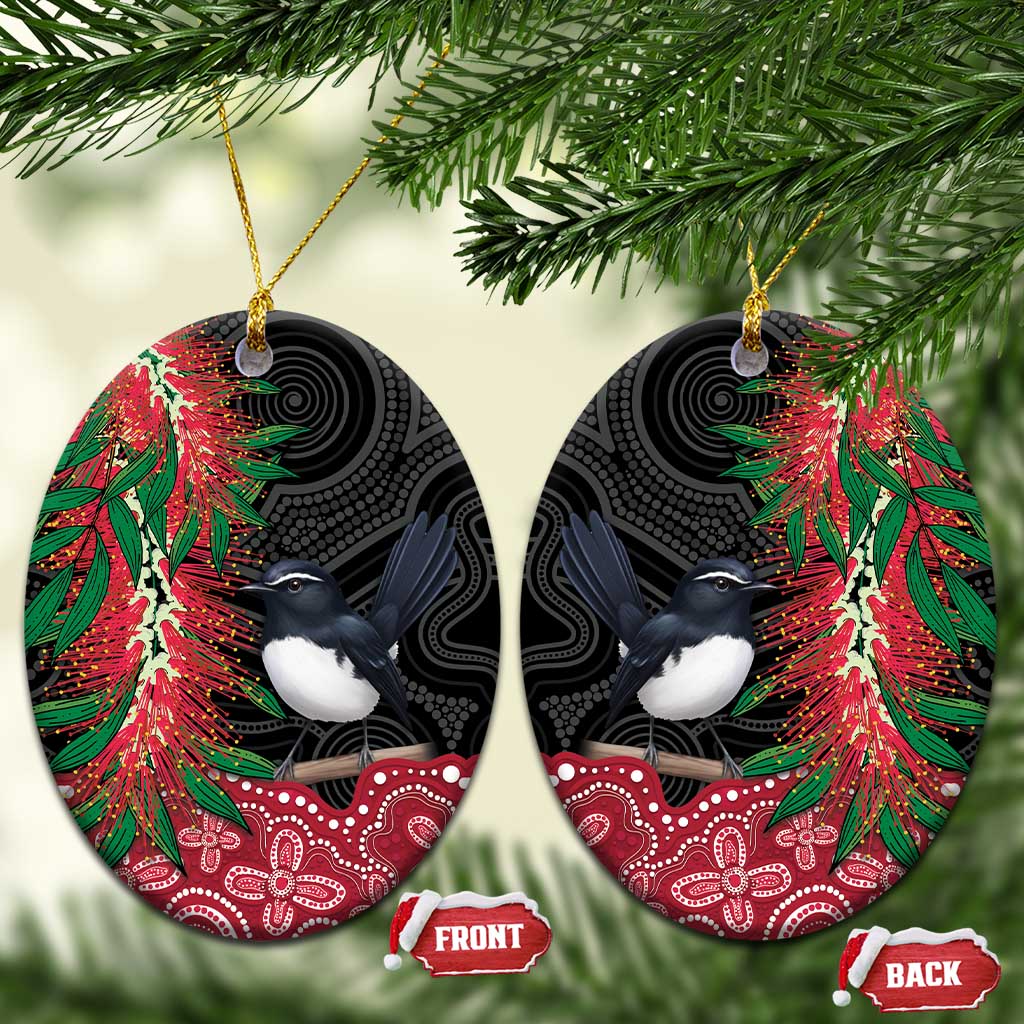 Willie wagtail Australia Ceramic Ornament Aussie Bottlebrushes Aboriginal Art - Aussie Hoodie