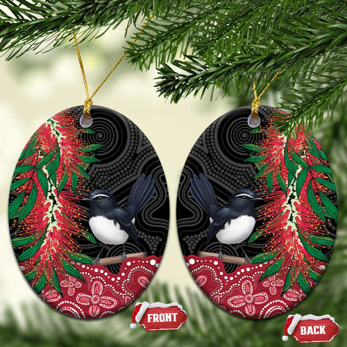 Willie wagtail Australia Ceramic Ornament Aussie Bottlebrushes Aboriginal Art - Aussie Hoodie