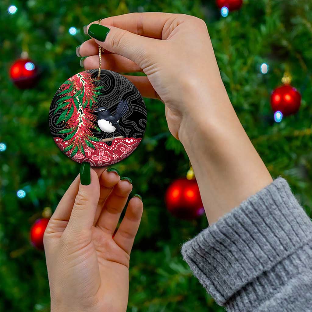 Willie wagtail Australia Ceramic Ornament Aussie Bottlebrushes Aboriginal Art - Aussie Hoodie